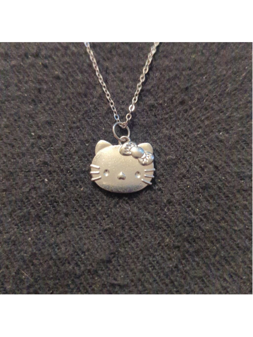Silver Tone Hello Kitty Dainty Delicate Pendant Statement Necklace